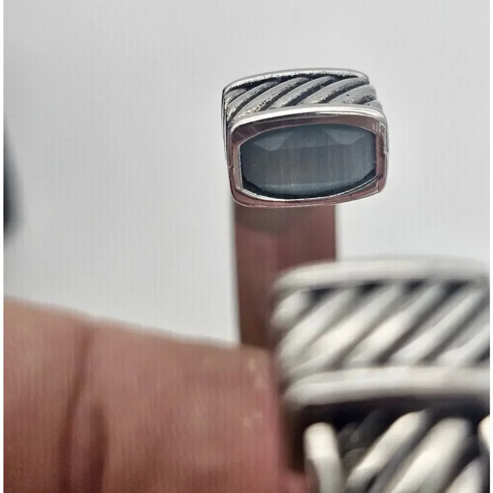 Japan Movement Quartz Watch Silver Tone Bracelet With Blue Accent
